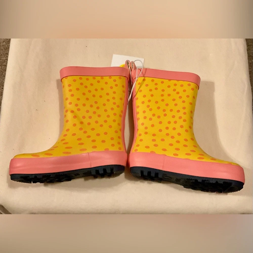 Sun Squad Kids Yellow Polka Dot Garden Rain Boots